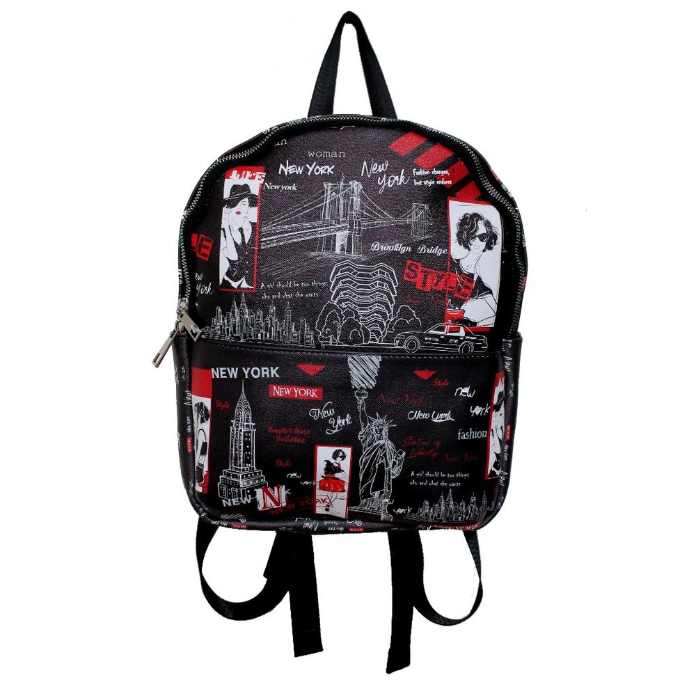 Women Girls Fashion Daypack New York Design Travel Work Small Backpack - Brown